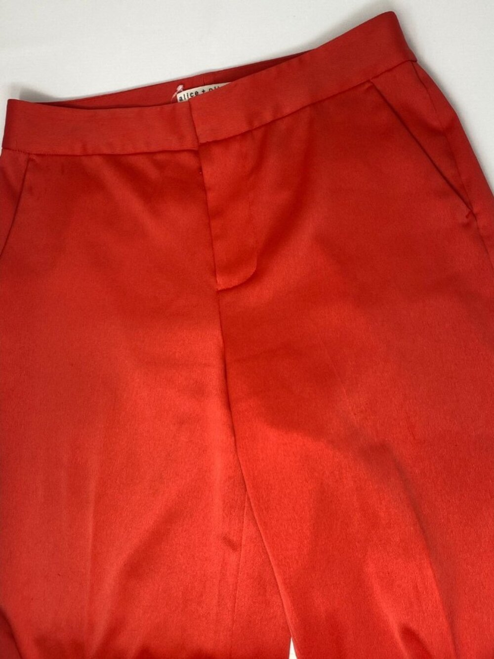 Alice + Olivia Calvin Bright Ruby High Waist Wide Leg Pants 8 - Picture 6 of 16